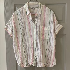 Madewell Pink and Green Casual Button Down Shirt
